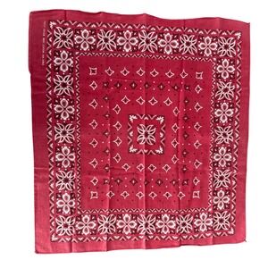 Vtg Fast Color Red 100% Cotton Bandana 1960's Paisley Wild Rags Selvaged 13962
